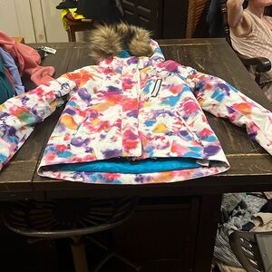 Faux fur tie-dye jacket